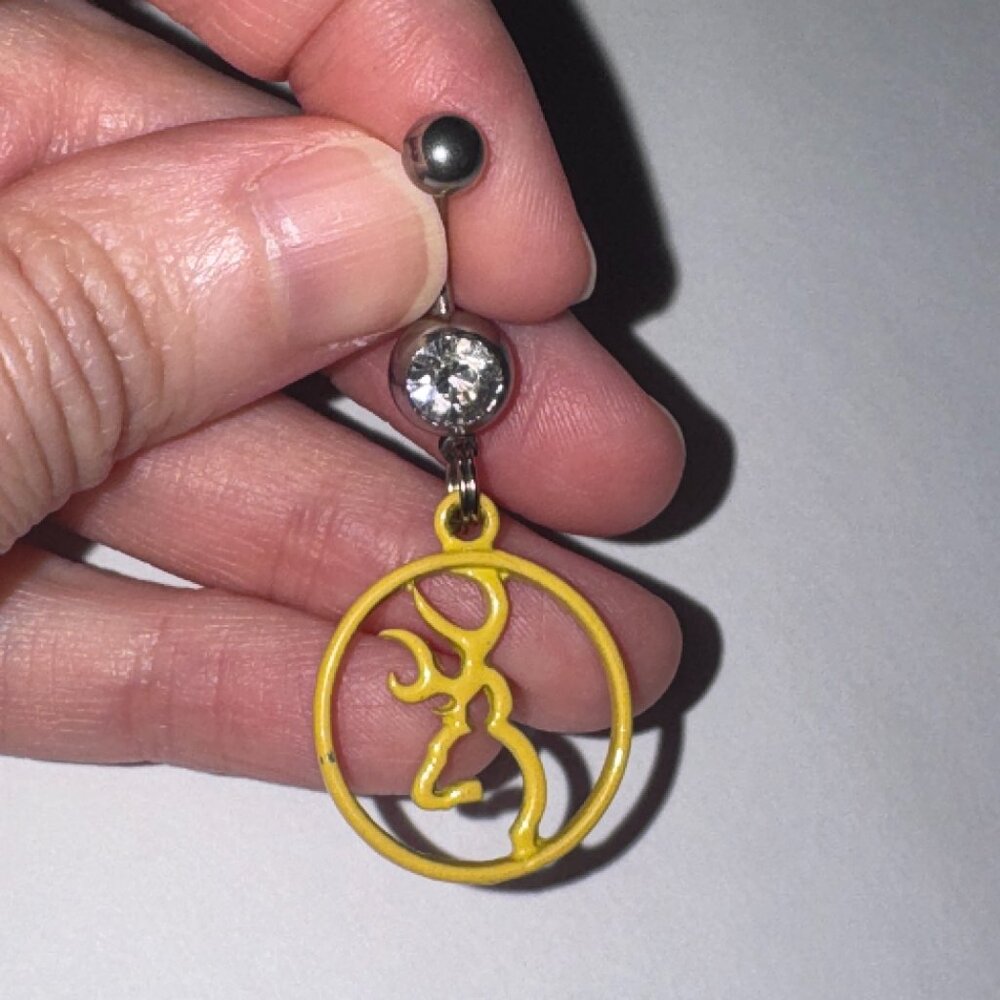 Yellow Titanium Browning Dangle Belly Ring